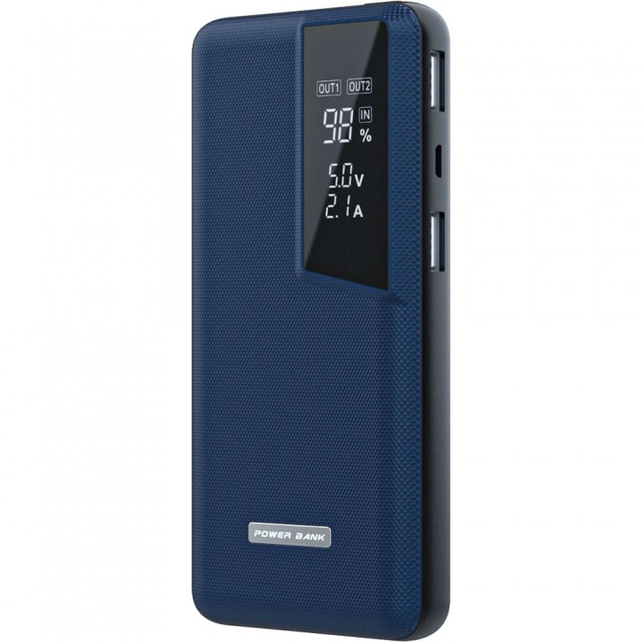 Lacivert Kauçuk Gövdeli 13000 mAh LCD Göstergeli Promosyon Powerbank